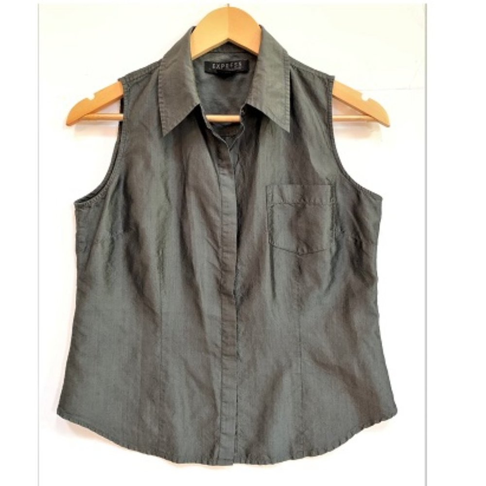 Express Silk Sleeveless Button Down